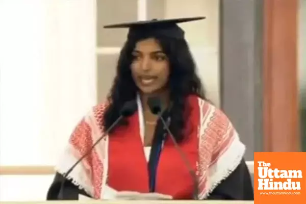 Indian Student in US Sparks Controversy with Free Palestine Slogan, Accuses Israel of Human Rights Violations Indian Student in US Sparks Controversy with Free Palestine Slogan, Accuses Israel of Human Rights Violations