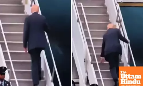 VIDEO: Watch Trump Narrowly Escape Falling on Stairs, Netizen react with Biden 2.0