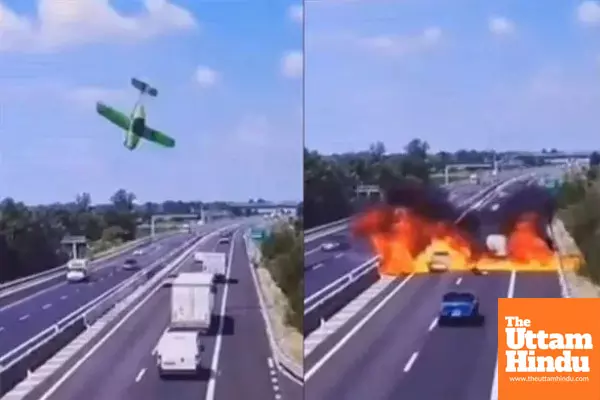 Plane Crashes onto Highway, Pilot and Passenger Killed in Inferno; Video Shows Destruction