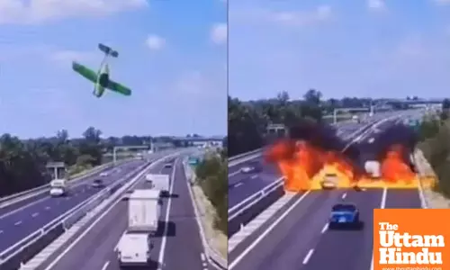 Plane Crashes onto Highway, Pilot and Passenger Killed in Inferno; Video Shows Destruction