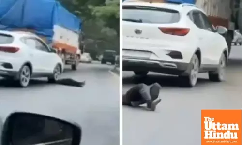 Ghaziabad Shocker: Speeding Car Crushes Mentally Ill Man, Driver Nabbed After Viral Video