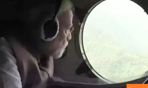 PM Modi conducts aerial survey of flood-hit Himachal, meets victims on ground
