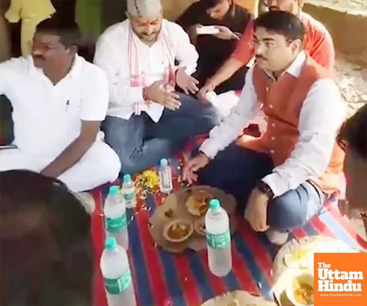 Dalit family’s home boycotted for food, minister breaks barrier by dining with them