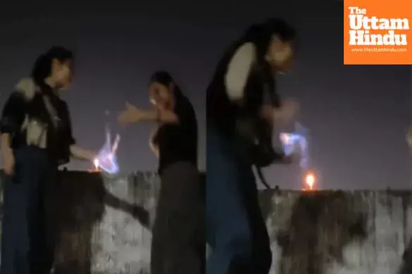 Viral stunt goes wrong: Girl burns her hand while ‘shaking hands with fire’; friend runs away Viral stunt goes wrong: Girl burns her hand while ‘shaking hands with fire’; friend runs away