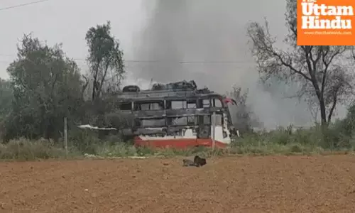 Two dead, many injured as laborers’ bus catches fire after electrical contact