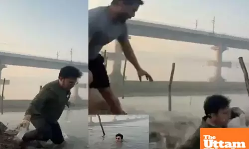 BJP MLA Ravi Negis unfortunate dip in Yamuna river while filming reel sparks AAPs witty jab, watch video