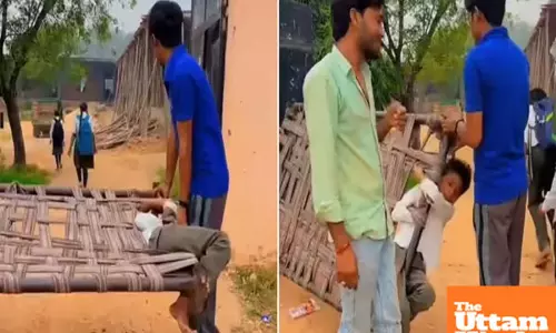 Kids creative school avoidance backfires: Family lifts cot, child and all, to get him to class – Video viral!