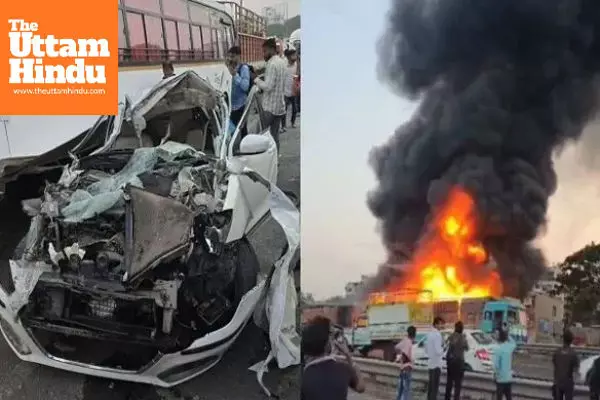 Major Road Accident in Pune: 8 Killed as Car Crushed Between Two Container Trucks on Mumbai–Bengaluru Highway