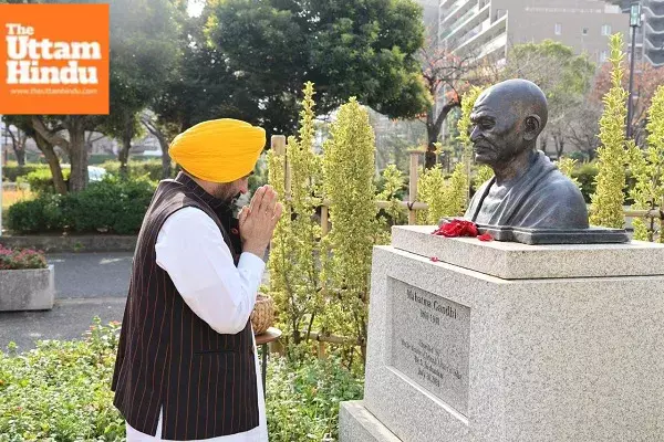 Chief Minister kicks off Japan tour with floral tribute to Mahatma Gandhi at Edogawa Gandhi Park Chief Minister kicks off Japan tour with floral tribute to Mahatma Gandhi at Edogawa Gandhi Park