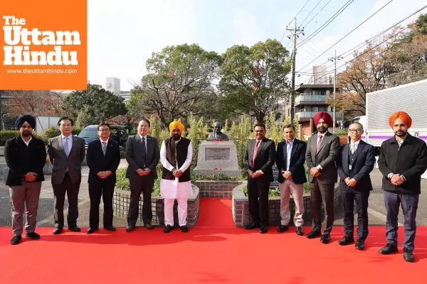 CM BEGINS HIS JAPAN TOUR, PAYS FLORAL TRIBUTE TO MAHATMA GANDHI AT EDOGAWA GANDHI PARK CM BEGINS HIS JAPAN TOUR, PAYS FLORAL TRIBUTE TO MAHATMA GANDHI AT EDOGAWA GANDHI PARK