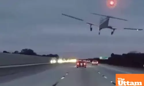 Plane crashes onto highway, collides with car in dramatic emergency landing, watch video