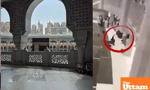 Miracle in Mecca: Man jumps from Grand Mosques top floor, security rushes in - watch dramatic video