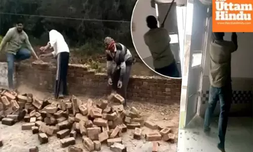 Before bulldozers arrived, villagers raze mosque and clear debris themselves Before bulldozers arrived, villagers raze mosque and clear debris themselves