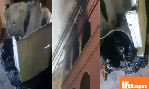 A loud explosion in a washing machine spread panic in the area, with people narrowly escaping; watch video