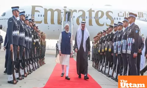 Warm welcome: PM Modi greets UAE President Sheikh Mohammed with hug at airport as 2-hour India visit begins