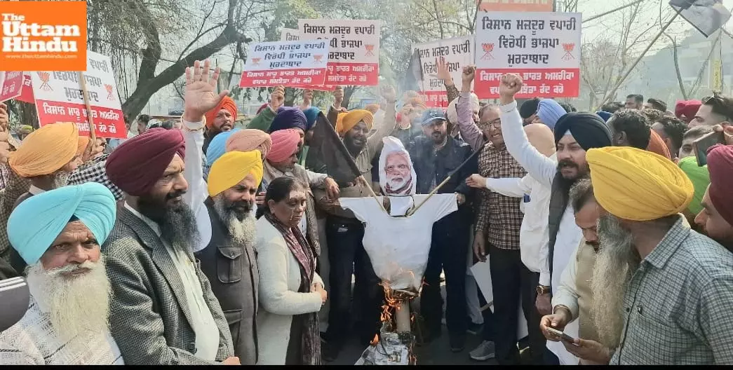 AAP Protests Against Haryana CM Nayab Singh Saini Outside Desh Bhagat University, Also Burns Effigy of PM Modi AAP Protests Against Haryana CM Nayab Singh Saini Outside Desh Bhagat University, Also Burns Effigy of PM Modi