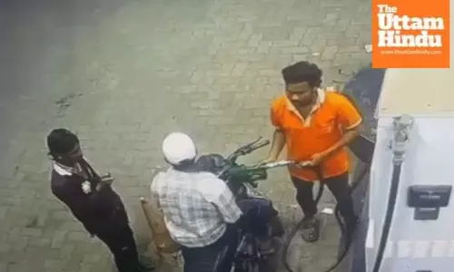 Young man sets petrol pump nozzle on fire with lighter after being stopped from smoking — watch video