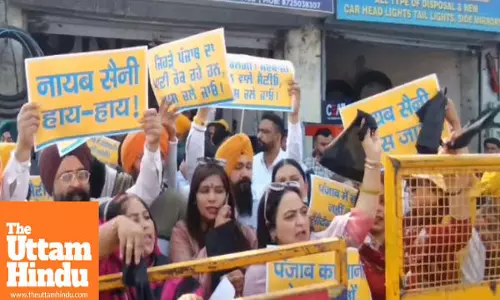 AAP greets Haryana CM Nayab Saini with black flags in Ludhiana, slams BJP for being anti Punjab