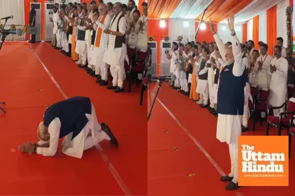 Narendra Modi’s gesture in Bengal wins attention as leaders watch in silence